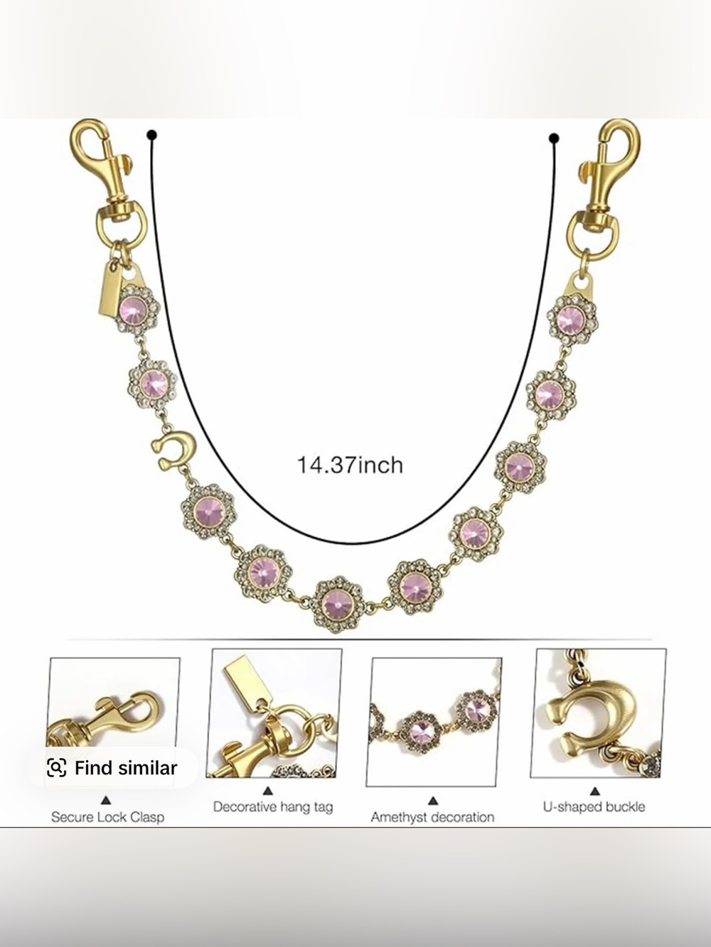 🎀Luxury Rhinestone Bag Chain Strap & Charm Purse Replacement Strap - Picture 4 of 8